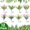 12 Bundles Artificial Outdoor Flowers UV Resistant Faux Plants Shrubs Bulk Set, Colorful Daffodils Boxwood Plastic Hanging Planter Porch Window Spring Summer Home Garden Decor